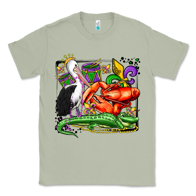 Mardi Gras Pelican Crawfish Crocodile Classic Tee by OliviaCreatesArt | Teevron