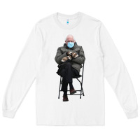 White bernie sitting in the cold with mittens meme Long Sleeve Tee - artisFamous