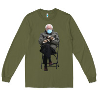Army Green bernie sitting in the cold with mittens meme Long Sleeve Tee - artisFamous