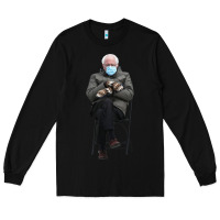 Black bernie sitting in the cold with mittens meme Long Sleeve Tee - artisFamous