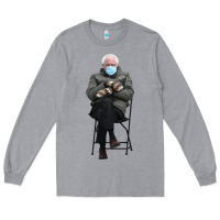 Heather Grey bernie sitting in the cold with mittens meme Long Sleeve Tee - artisFamous