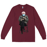 Burgundy bernie sitting in the cold with mittens meme Long Sleeve Tee - artisFamous