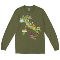 Army Green Italy map Long Sleeve Tee - artisFamous