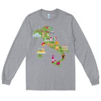Heather Grey Italy map Long Sleeve Tee - artisFamous