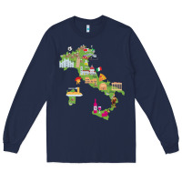 Navy Italy map Long Sleeve Tee - artisFamous