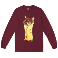 Burgundy funny chihuahua dog burrito food tee Long Sleeve Tee - artisFamous