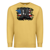 Antique Gold american flag with army boots Premium Sweatshirt - RanaPortraitStore