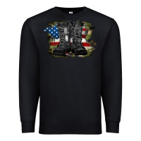 Black american flag with army boots Premium Sweatshirt - RanaPortraitStore