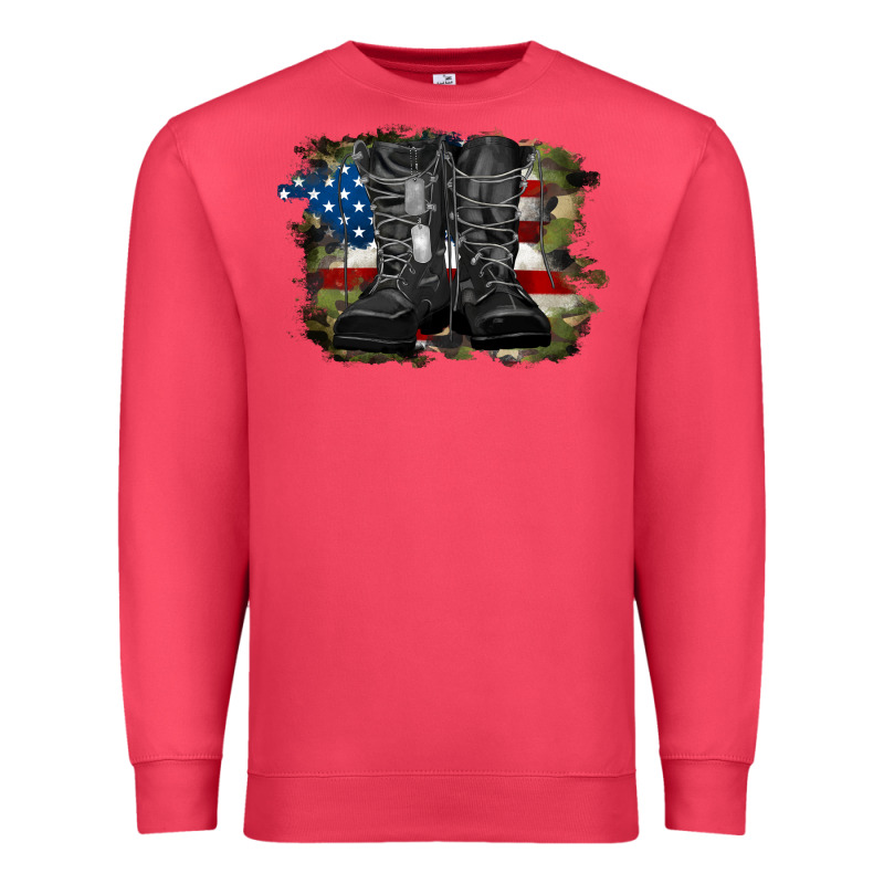 American Flag With Army Boots Premium Sweatshirt by RanaPortraitStore | Teevron