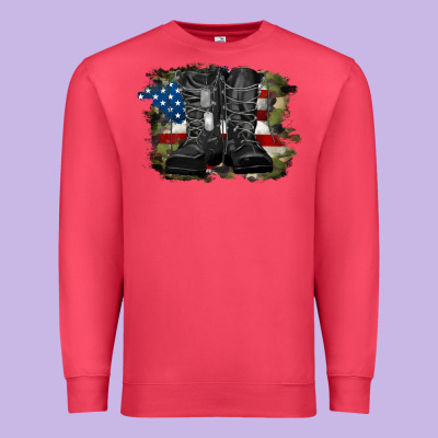 American Flag With Army Boots Premium Sweatshirt Designed By Ranaportraitstore