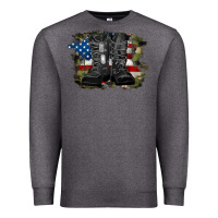 Charcoal Heather american flag with army boots Premium Sweatshirt - RanaPortraitStore