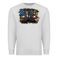 Dove Grey american flag with army boots Premium Sweatshirt - RanaPortraitStore