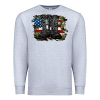 Heather Grey american flag with army boots Premium Sweatshirt - RanaPortraitStore