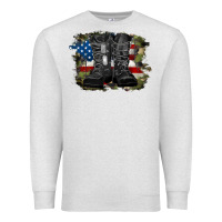 Oatmeal Heather american flag with army boots Premium Sweatshirt - RanaPortraitStore