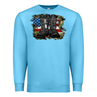 Ocean Blue american flag with army boots Premium Sweatshirt - RanaPortraitStore