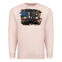 Pale Pink american flag with army boots Premium Sweatshirt - RanaPortraitStore