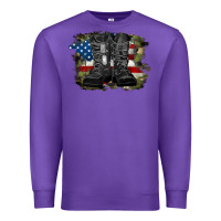 Purple american flag with army boots Premium Sweatshirt - RanaPortraitStore