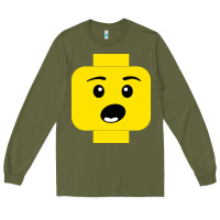 Army Green surprised expression lego head Long Sleeve Tee - artisFamous