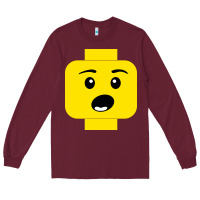 Burgundy surprised expression lego head Long Sleeve Tee - artisFamous