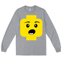 Heather Grey surprised expression lego head Long Sleeve Tee - artisFamous