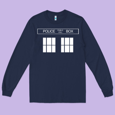 The Blue Box T Shirt Doctor Doc Dalek Bbc Bow Tie Tv Tenth Eleventh Wh Long Sleeve Tee Designed By Artisfamous