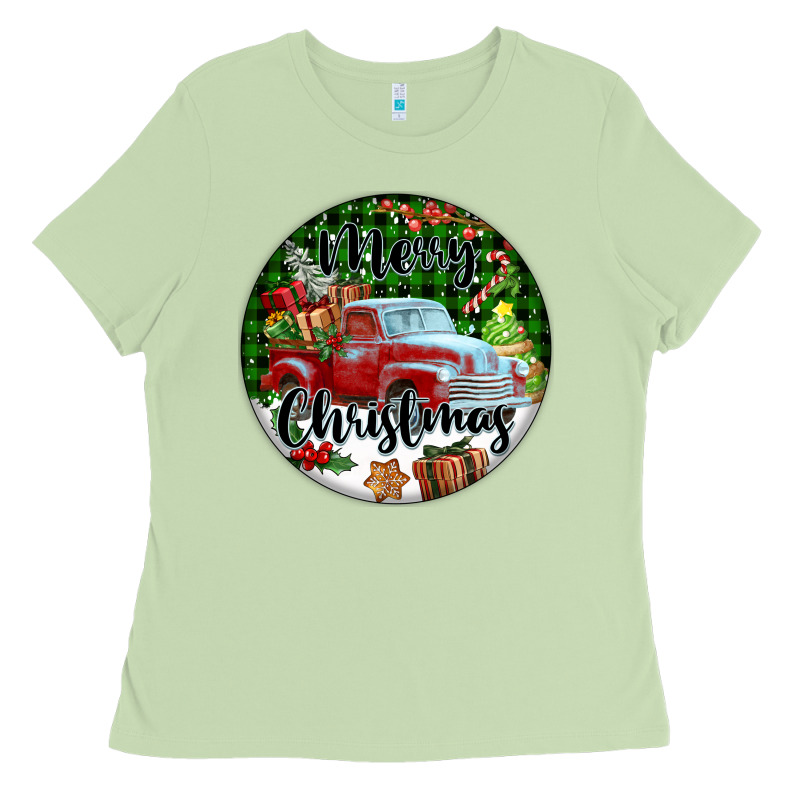 Merry Christmas Truck Ladies Tee by FaDigitalArtStudio | Teevron