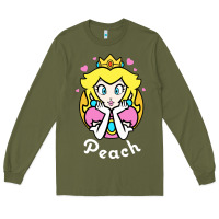Army Green peach graphic Long Sleeve Tee - artisFamous