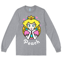 Heather Grey peach graphic Long Sleeve Tee - artisFamous