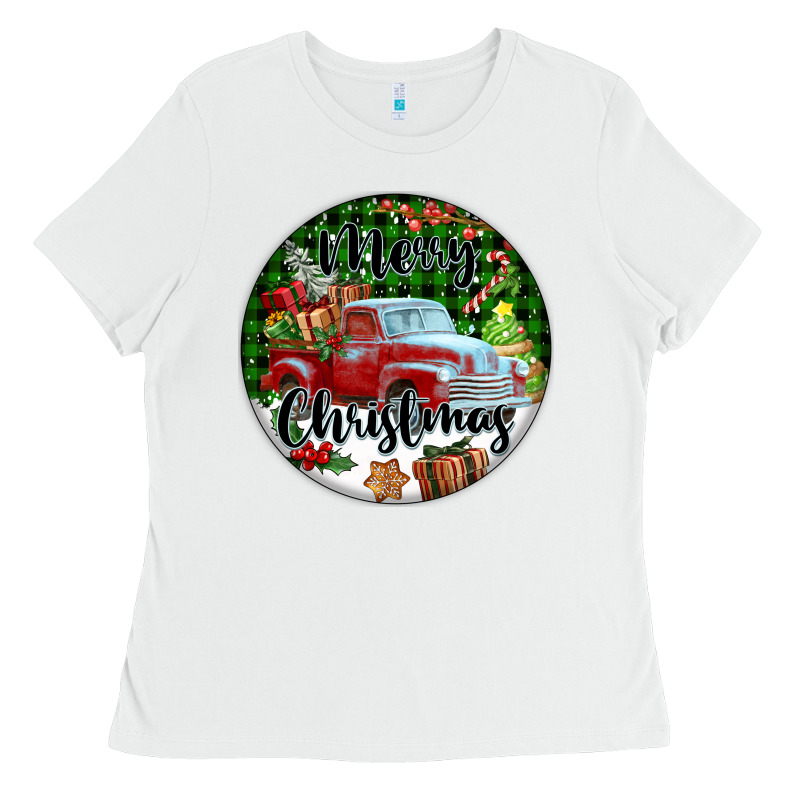 Merry Christmas Truck Ladies Tee by FaDigitalArtStudio | Teevron