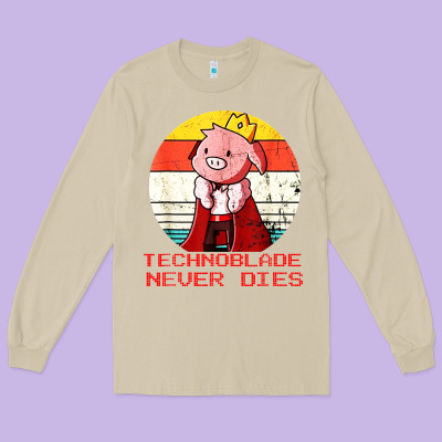Retro Style Technoblade Merch Cosplay Long Sleeve Tee Designed By Artisfamous