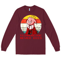Burgundy retro style technoblade merch cosplay Long Sleeve Tee - artisFamous