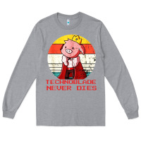 Heather Grey retro style technoblade merch cosplay Long Sleeve Tee - artisFamous