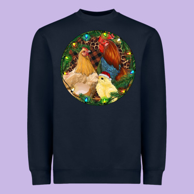 Christmas Chick Family Heavyweight Sweatshirt Designed By Ranaportraitstore