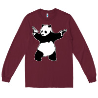 Burgundy banksy panda Long Sleeve Tee - artisFamous
