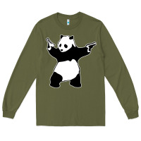Army Green banksy panda Long Sleeve Tee - artisFamous
