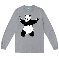 Heather Grey banksy panda Long Sleeve Tee - artisFamous