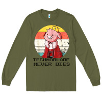 Army Green retro style technoblade merch cosplay Long Sleeve Tee - artisFamous
