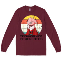 Burgundy retro style technoblade merch cosplay Long Sleeve Tee - artisFamous