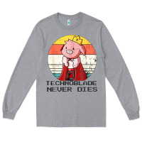 Heather Grey retro style technoblade merch cosplay Long Sleeve Tee - artisFamous