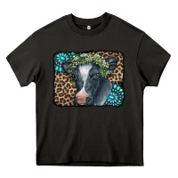 Asphalt Floral Cow Leopard Gemstone Heavy Core Tee - CowCowDesign