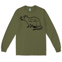 Army Green I Ate All Your Money Long Sleeve Tee - artisFamous