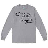 Heather Grey I Ate All Your Money Long Sleeve Tee - artisFamous