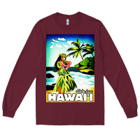 Burgundy hawaii hula girl Long Sleeve Tee - artisFamous