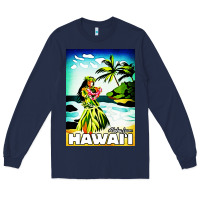 Navy hawaii hula girl Long Sleeve Tee - artisFamous