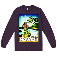 Plum hawaii hula girl Long Sleeve Tee - artisFamous
