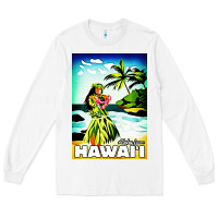 White hawaii hula girl Long Sleeve Tee - artisFamous