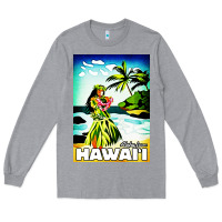 Heather Grey hawaii hula girl Long Sleeve Tee - artisFamous