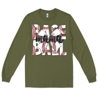 Army Green baseball mama Long Sleeve Tee - CowhideDigitalArt