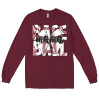 Burgundy baseball mama Long Sleeve Tee - CowhideDigitalArt