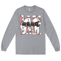 Heather Grey baseball mama Long Sleeve Tee - CowhideDigitalArt